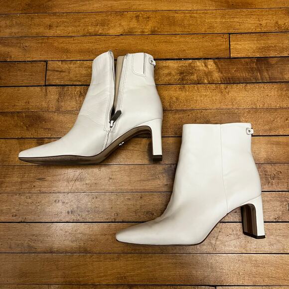 Sam Edelman Women's Saige Ivory Leather Booties Shoes 6 (M) Boots - Picture 3 of 14